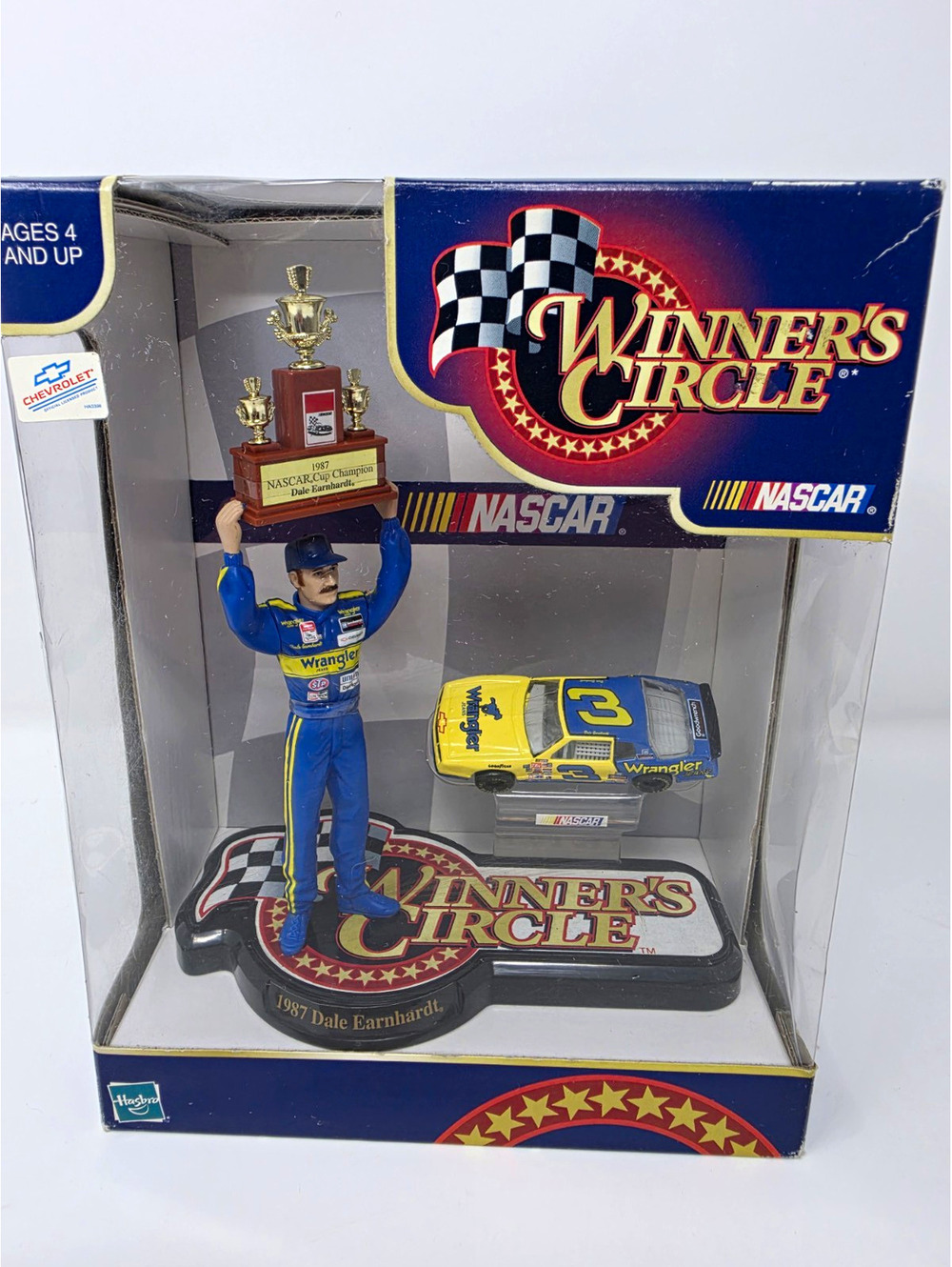 Hasbro Winner's Circle Dale Earnhardt NASCAR Action Figure w/ #3 Car & Trophy